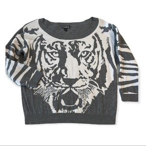 Express Tiger Cropped Sweater